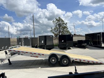 New NEW 2025 H&H Speedloader ALUMINUM EXTRA WIDE HYDRAULIC Jack 24’ POWER TILTbed flatbed Trailer 2-7000 lb axles =14K