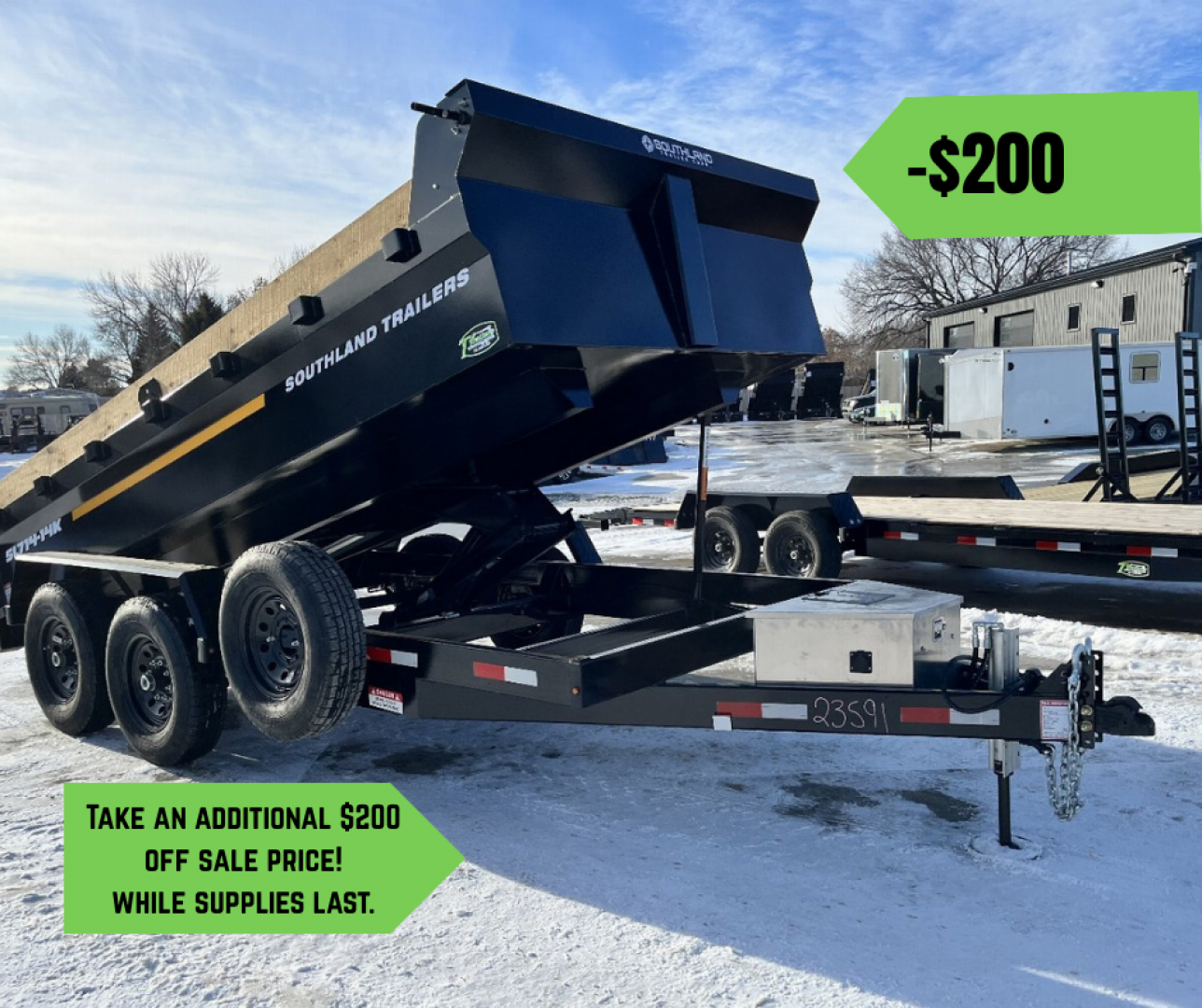 New NEW 2025 Southland 14ft HYDRUALIC JACK Low Profile Dump Trailer 2-7000 lb axles =14K with Ramps
