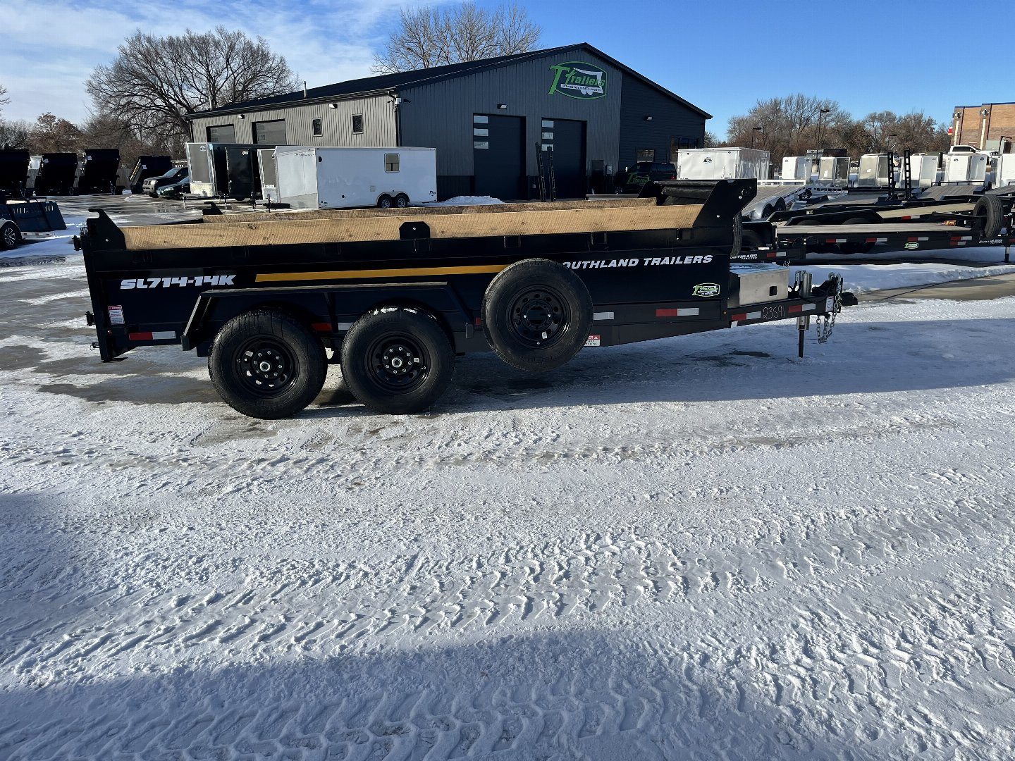 New NEW 2025 Southland 14ft HYDRUALIC JACK Low Profile Dump Trailer 2-7000 lb axles =14K with Ramps