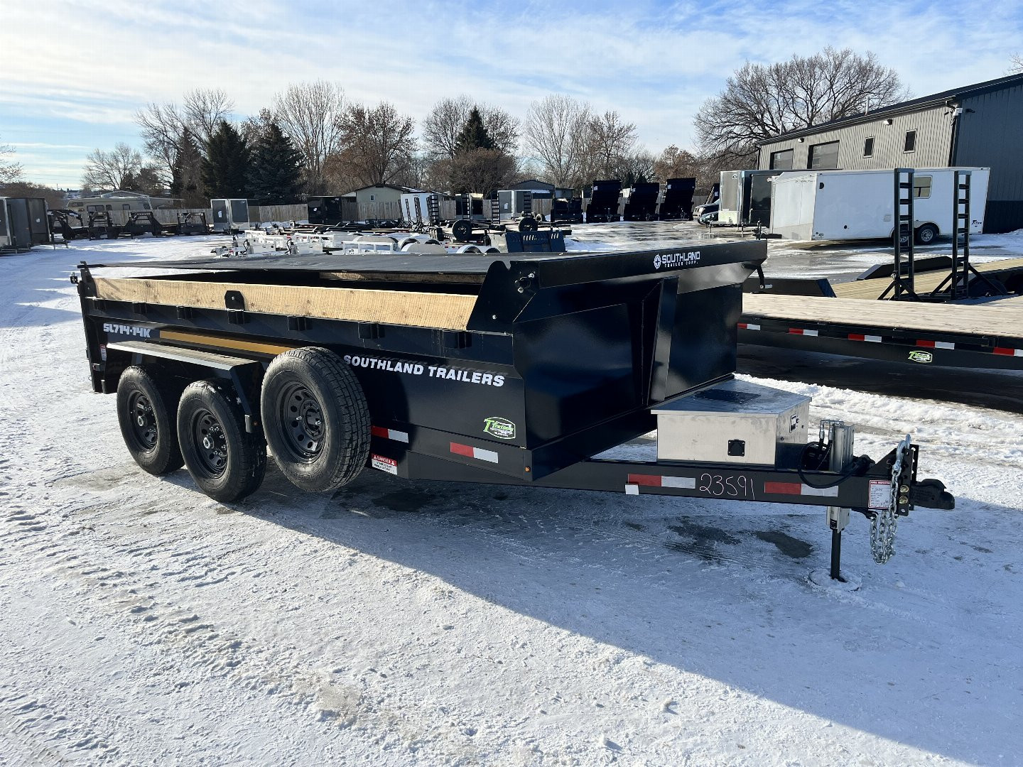 New NEW 2025 Southland 14ft HYDRUALIC JACK Low Profile Dump Trailer 2-7000 lb axles =14K with Ramps