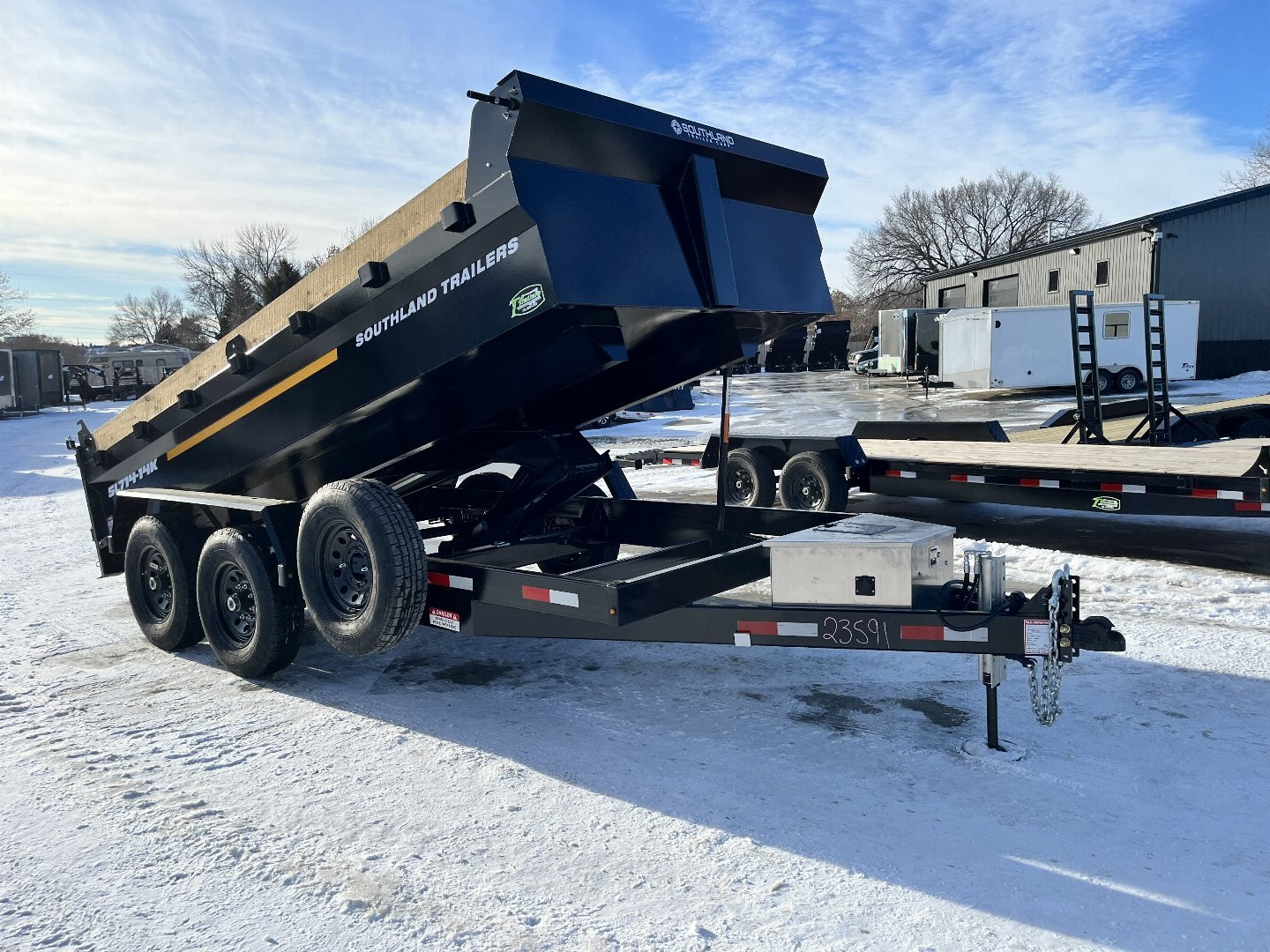 New NEW 2025 Southland 14ft HYDRUALIC JACK Low Profile Dump Trailer 2-7000 lb axles =14K with Ramps