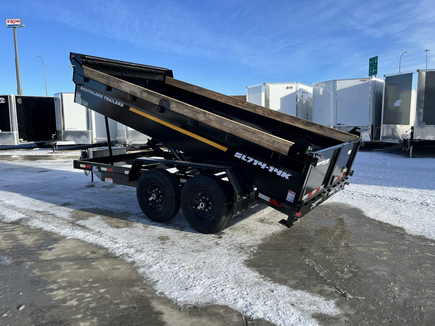 New NEW 2025 Southland 14ft HYDRUALIC JACK Low Profile Dump Trailer 2-7000 lb axles =14K with Ramps