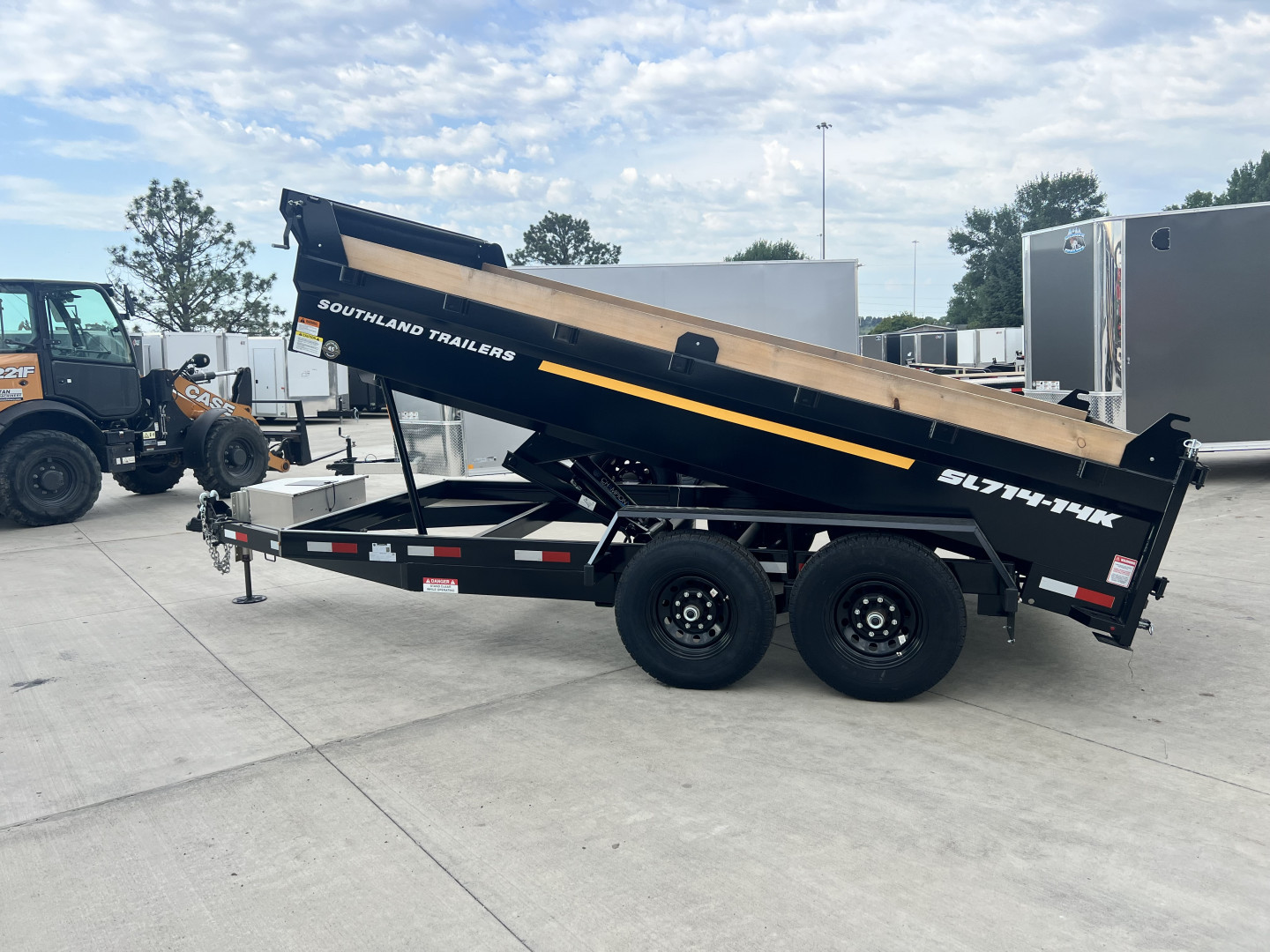 New NEW 2025 Southland 14ft HYDRUALIC JACK Low Profile Dump Trailer 2-7000 lb axles =14K with Ramps