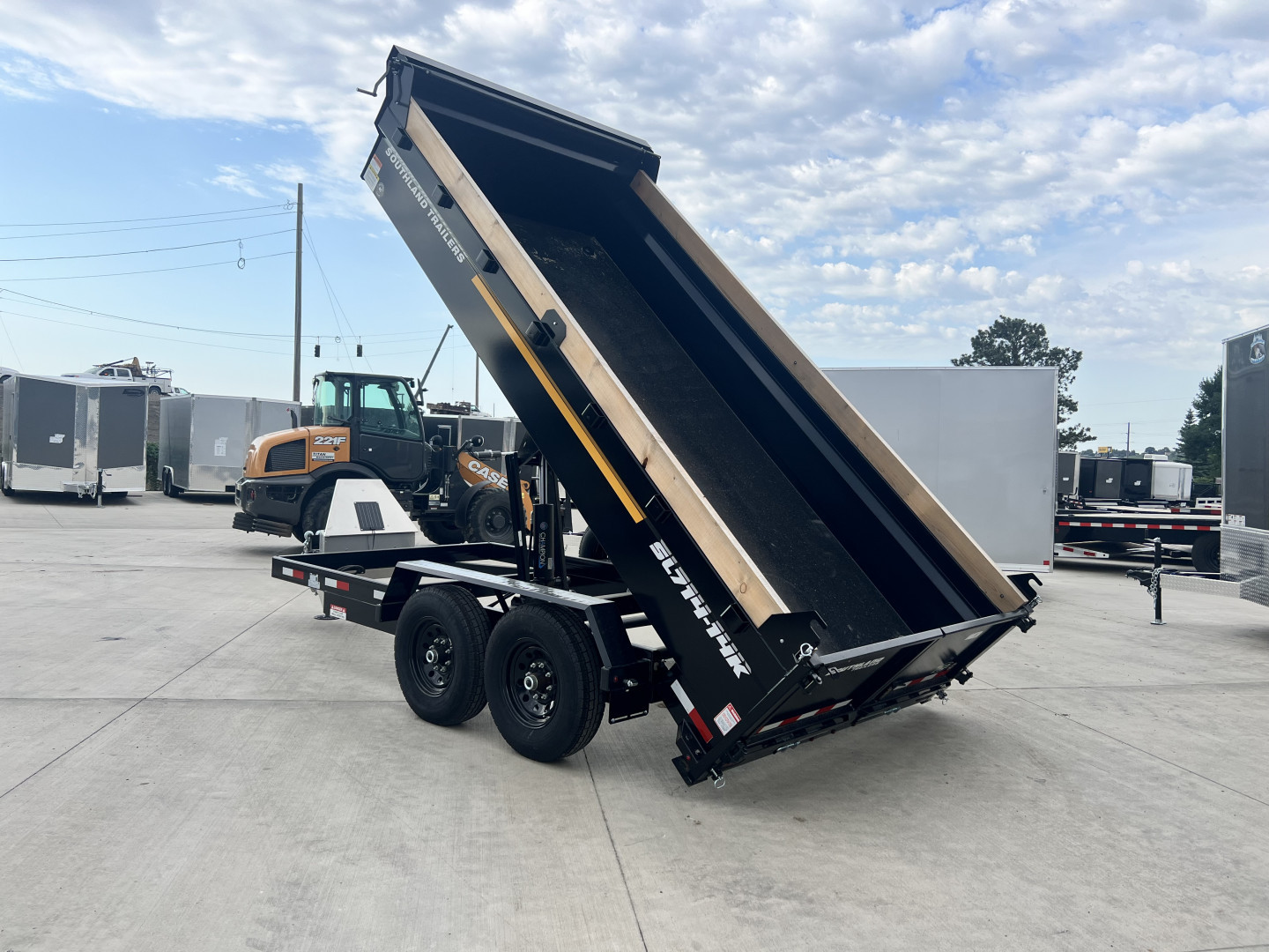 New NEW 2025 Southland 14ft HYDRUALIC JACK Low Profile Dump Trailer 2-7000 lb axles =14K with Ramps
