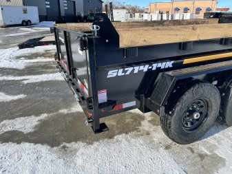 New NEW 2025 Southland 14ft HYDRUALIC JACK Low Profile Dump Trailer 2-7000 lb axles =14K with Ramps
