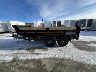 New NEW 2025 Southland 14ft HYDRUALIC JACK Low Profile Dump Trailer 2-7000 lb axles =14K with Ramps