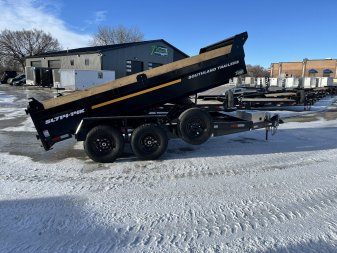New NEW 2025 Southland 14ft HYDRUALIC JACK Low Profile Dump Trailer 2-7000 lb axles =14K with Ramps