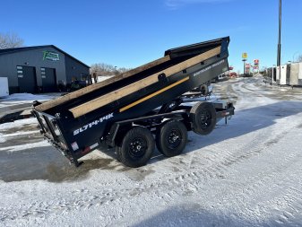 New NEW 2025 Southland 14ft HYDRUALIC JACK Low Profile Dump Trailer 2-7000 lb axles =14K with Ramps