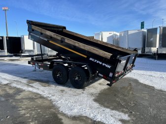 New NEW 2025 Southland 14ft HYDRUALIC JACK Low Profile Dump Trailer 2-7000 lb axles =14K with Ramps