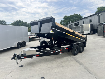 New NEW 2025 Southland 14ft HYDRUALIC JACK Low Profile Dump Trailer 2-7000 lb axles =14K with Ramps