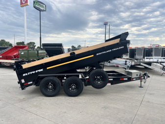 New NEW 2025 Southland 14ft HYDRUALIC JACK Low Profile Dump Trailer 2-7000 lb axles =14K with Ramps
