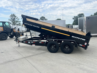 New NEW 2025 Southland 14ft HYDRUALIC JACK Low Profile Dump Trailer 2-7000 lb axles =14K with Ramps