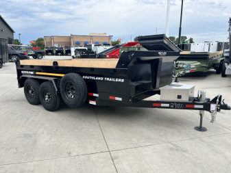 New NEW 2025 Southland 14ft HYDRUALIC JACK Low Profile Dump Trailer 2-7000 lb axles =14K with Ramps