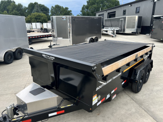 New NEW 2025 Southland 14ft HYDRUALIC JACK Low Profile Dump Trailer 2-7000 lb axles =14K with Ramps