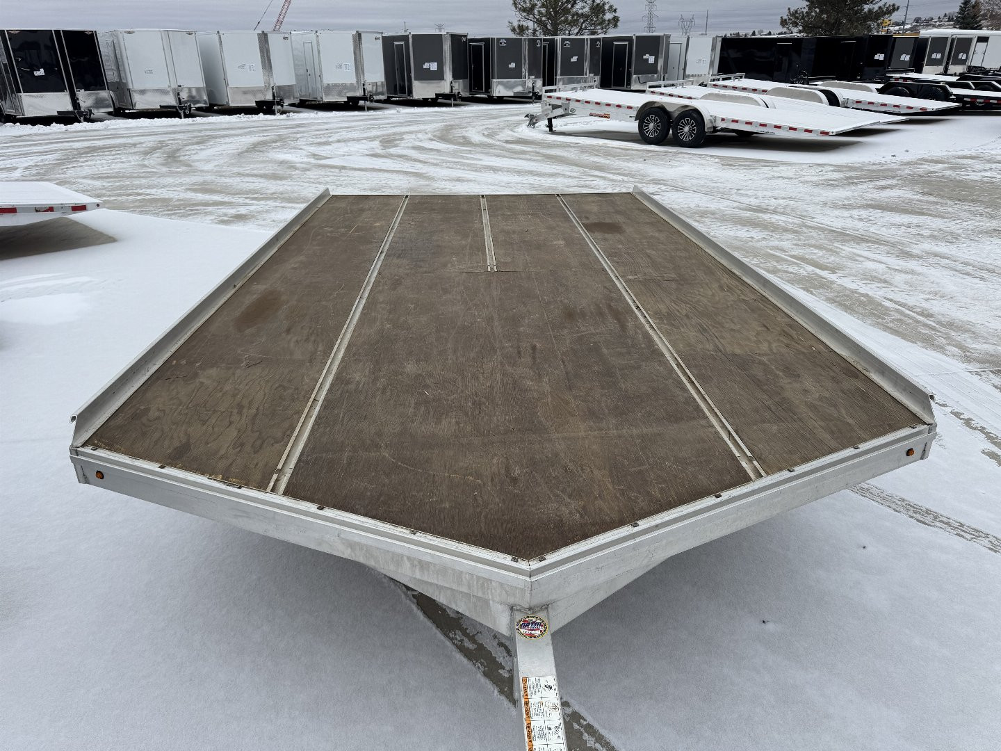 Used 2016 Aluma 8614 3 Place Flatbed Snowmobile Trailer