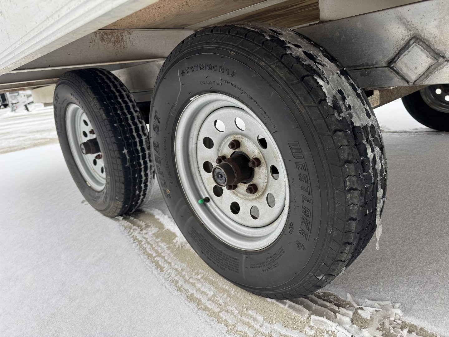 Used 2016 Aluma 8614 3 Place Flatbed Snowmobile Trailer