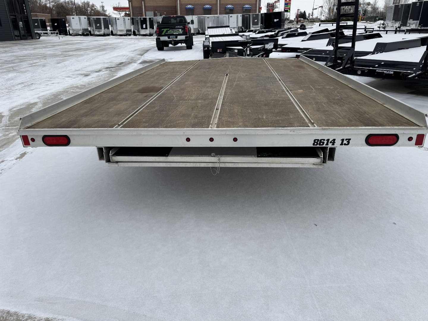 Used 2016 Aluma 8614 3 Place Flatbed Snowmobile Trailer