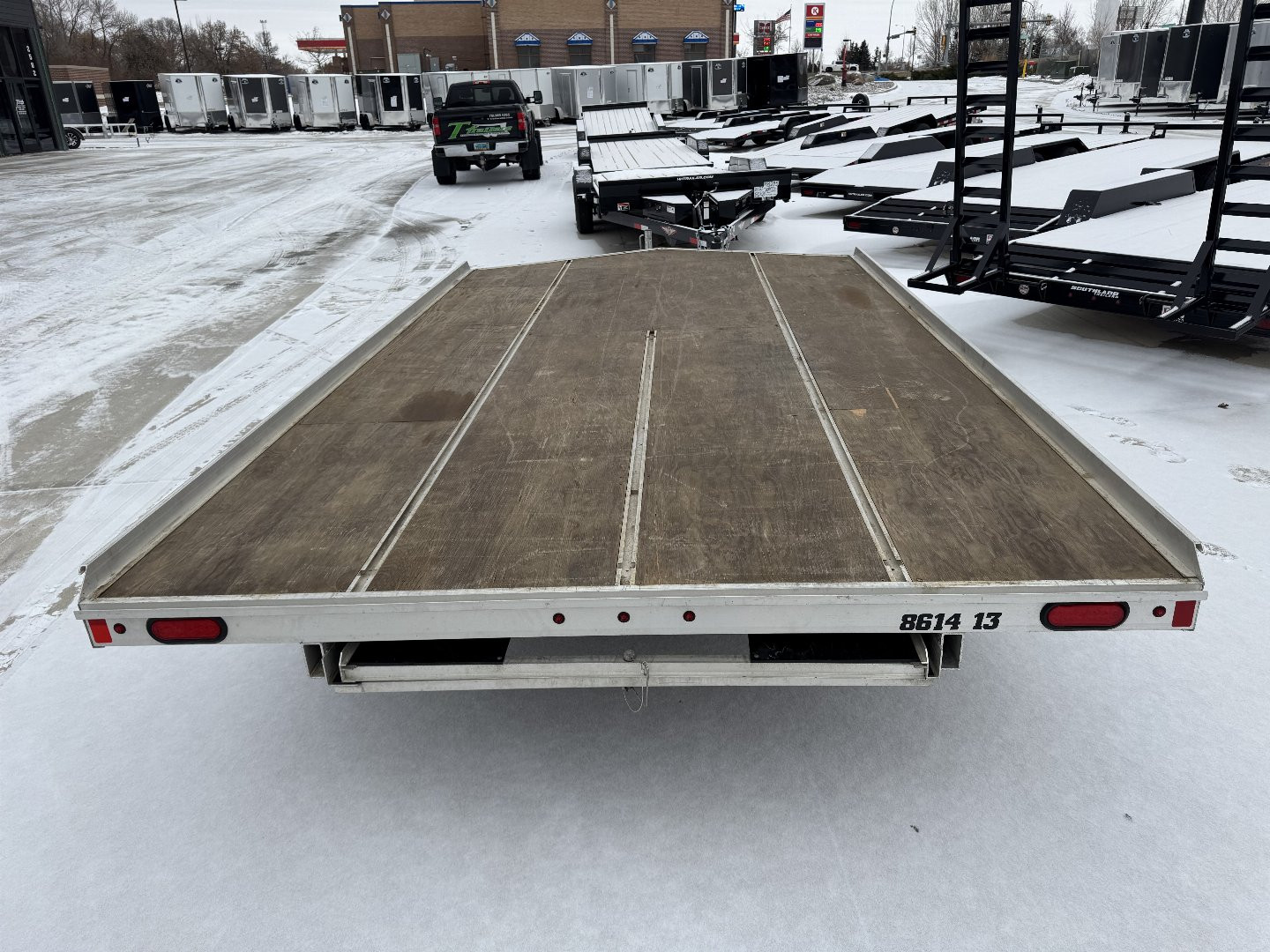 Used 2016 Aluma 8614 3 Place Flatbed Snowmobile Trailer