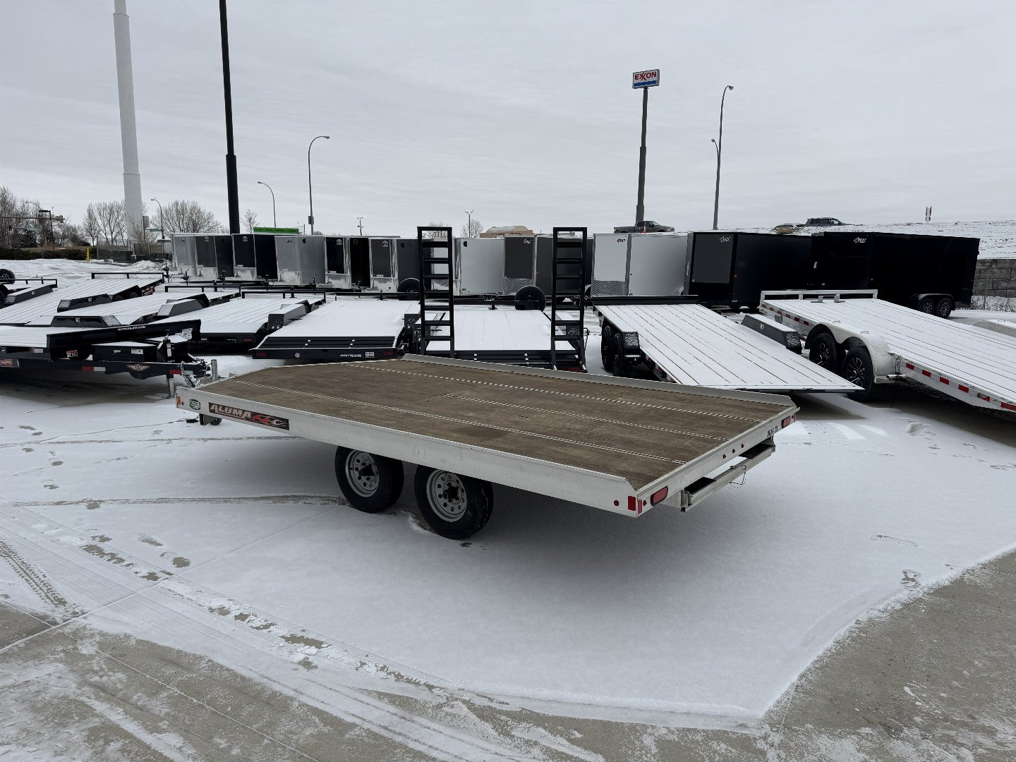 Used 2016 Aluma 8614 3 Place Flatbed Snowmobile Trailer