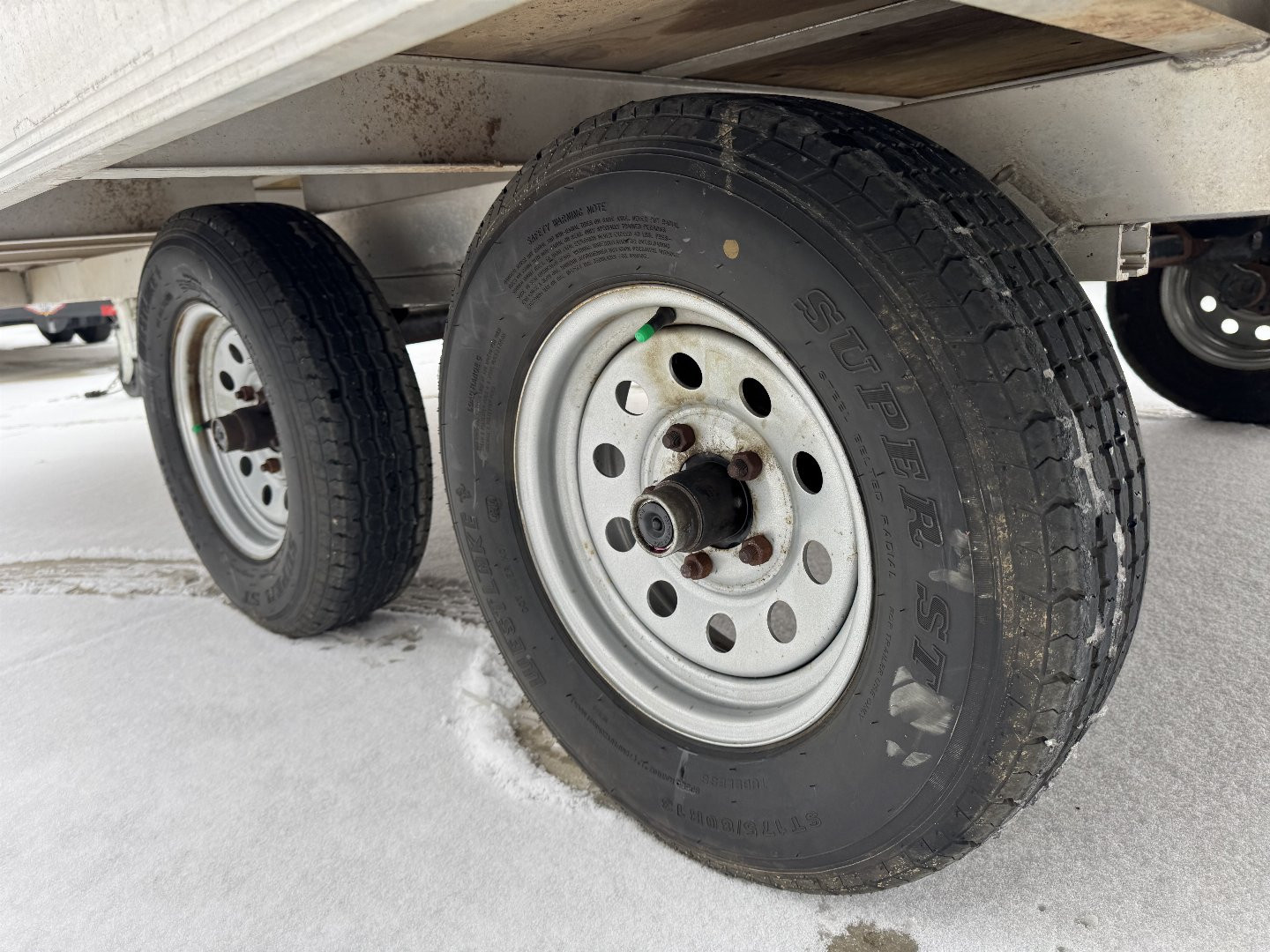 Used 2016 Aluma 8614 3 Place Flatbed Snowmobile Trailer