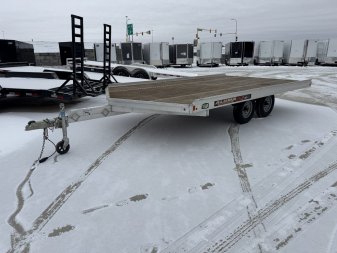 Used 2016 Aluma 8614 3 Place Flatbed Snowmobile Trailer