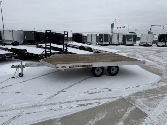 Used 2016 Aluma 8614 3 Place Flatbed Snowmobile Trailer