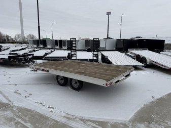 Used 2016 Aluma 8614 3 Place Flatbed Snowmobile Trailer