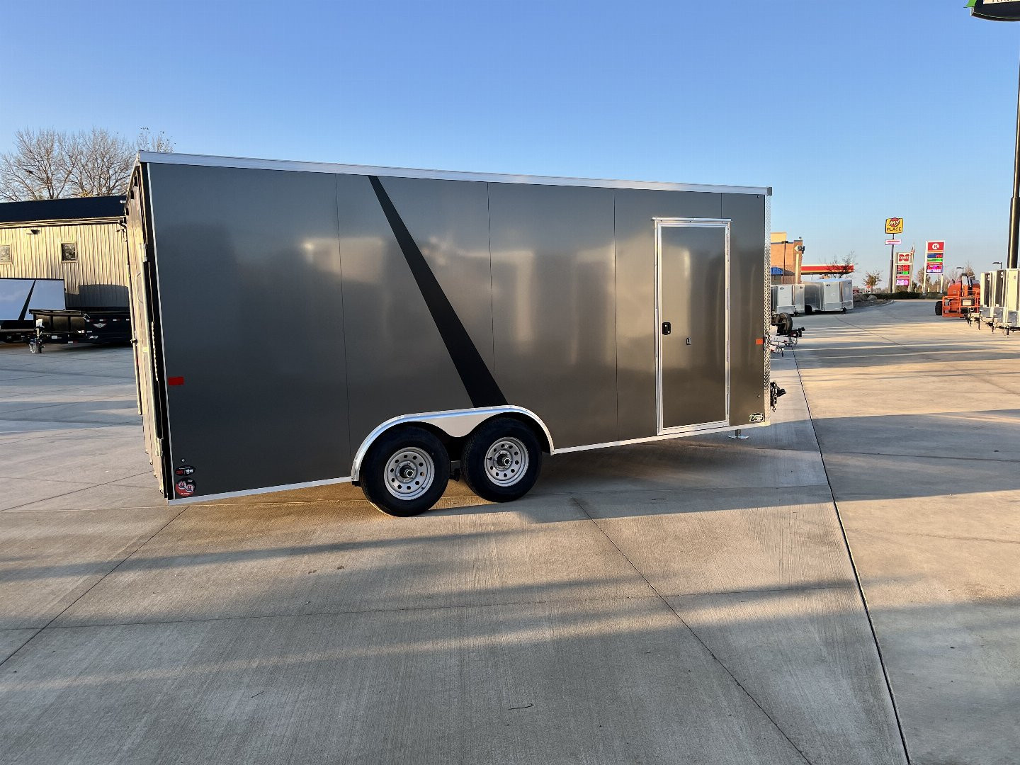 New 2026 AERO 8.5x18 +2’V, 7’ TALL, WHITE Interior, QUALITY Enclosed Rear Ramp Car Hauler Cargo Trailer