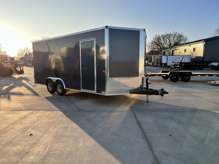New 2026 AERO 8.5x18 +2’V, 7’ TALL, WHITE Interior, QUALITY Enclosed Rear Ramp Car Hauler Cargo Trailer