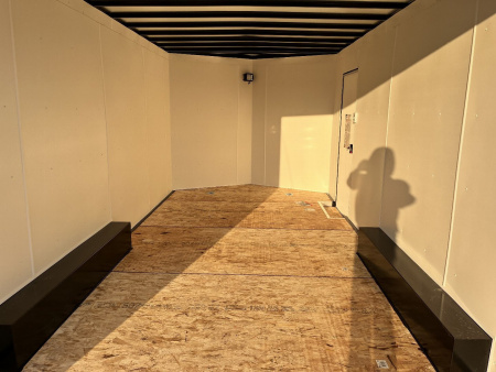 New 2026 AERO 8.5x18 +2’V, 7’ TALL, WHITE Interior, QUALITY Enclosed Rear Ramp Car Hauler Cargo Trailer