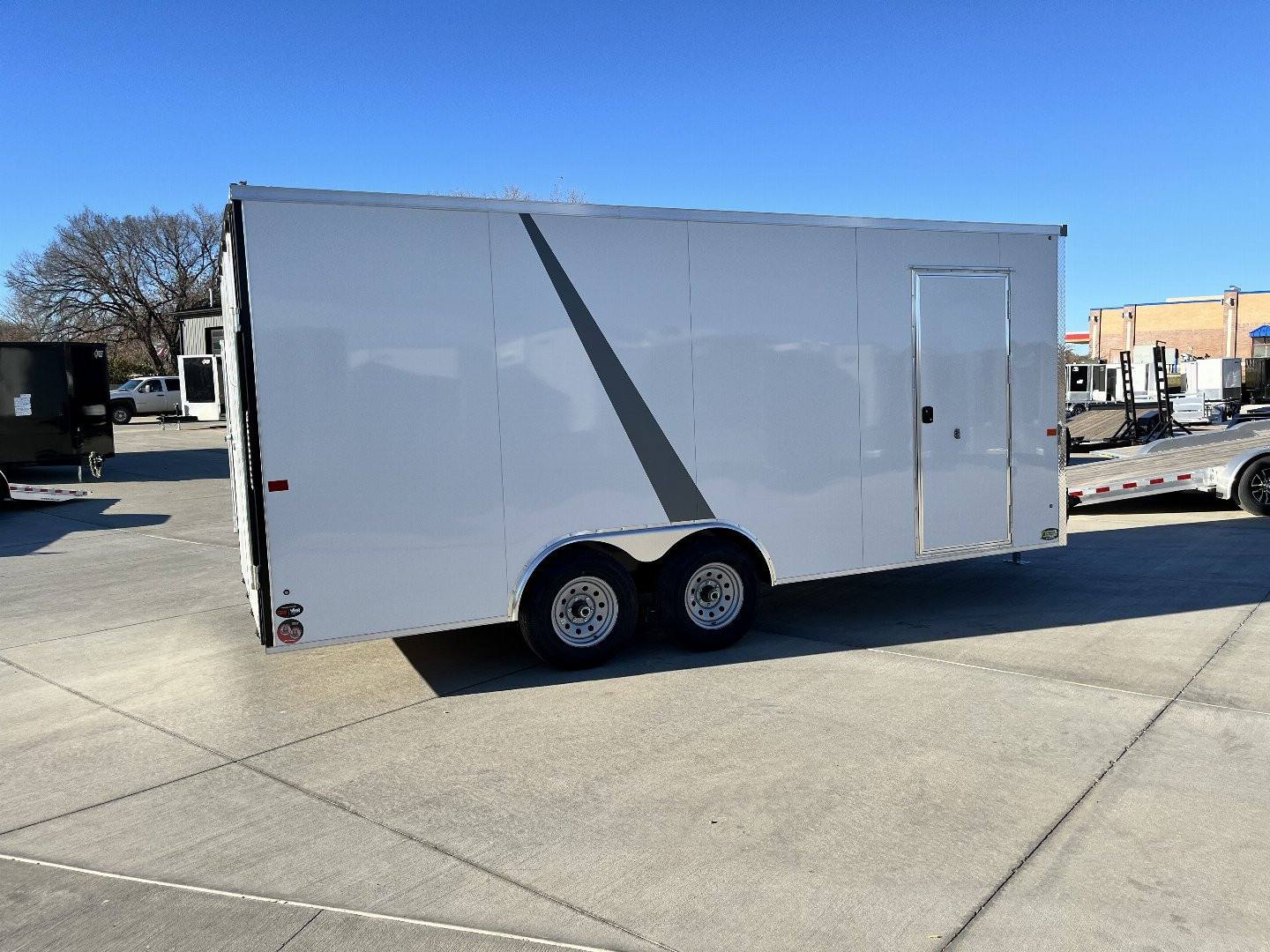New 2025 AERO 8.5x18 +2’V, 7’ TALL, WHITE Interior, QUALITY Enclosed Rear Ramp Car Hauler Cargo Trailer