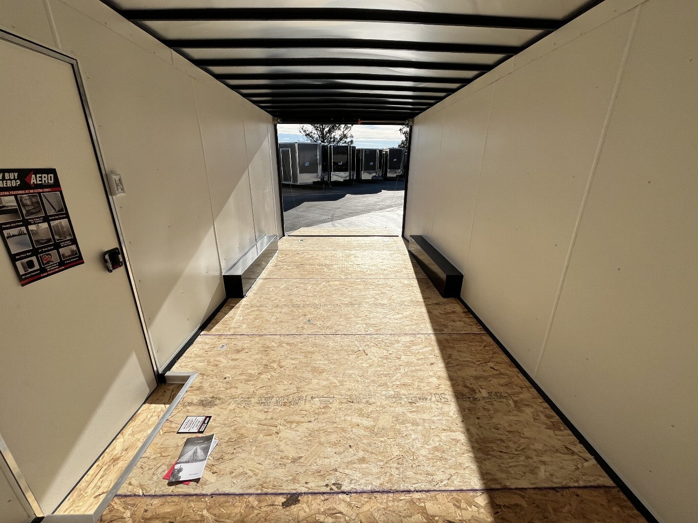 New 2025 AERO 8.5x18 +2’V, 7’ TALL, WHITE Interior, QUALITY Enclosed Rear Ramp Car Hauler Cargo Trailer