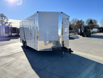 New 2025 AERO 8.5x18 +2’V, 7’ TALL, WHITE Interior, QUALITY Enclosed Rear Ramp Car Hauler Cargo Trailer