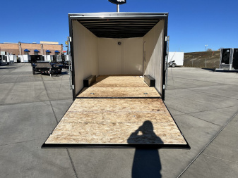 New 2025 AERO 8.5x18 +2’V, 7’ TALL, WHITE Interior, QUALITY Enclosed Rear Ramp Car Hauler Cargo Trailer