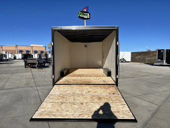 New 2025 AERO 8.5x18 +2’V, 7’ TALL, WHITE Interior, QUALITY Enclosed Rear Ramp Car Hauler Cargo Trailer