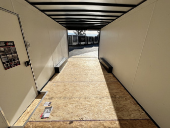 New 2025 AERO 8.5x18 +2’V, 7’ TALL, WHITE Interior, QUALITY Enclosed Rear Ramp Car Hauler Cargo Trailer