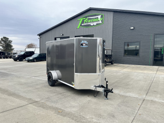 New 2026 R&M (Bighorn) 5x10  +2’V Nose Rear Ramp Enclosed Cargo