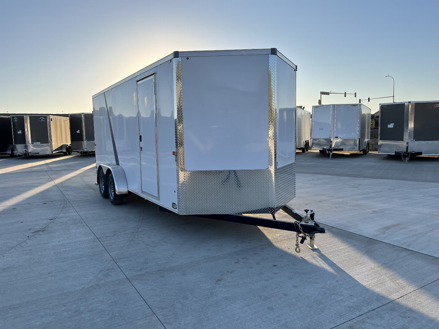 New NEW 2025 AERO 7x18 +2V WHITE Interior, QUALITY Enclosed Rear Ramp Cargo Trailer