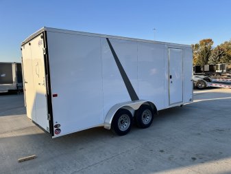 New NEW 2025 AERO 7x18 +2V WHITE Interior, QUALITY Enclosed Rear Ramp Cargo Trailer