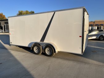 New NEW 2025 AERO 7x18 +2V WHITE Interior, QUALITY Enclosed Rear Ramp Cargo Trailer