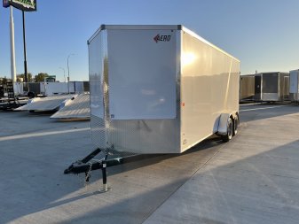 New NEW 2025 AERO 7x18 +2V WHITE Interior, QUALITY Enclosed Rear Ramp Cargo Trailer
