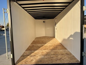 New NEW 2025 AERO 7x18 +2V WHITE Interior, QUALITY Enclosed Rear Ramp Cargo Trailer