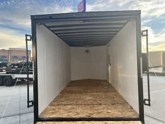 New 2025 AERO 7x16 +2 V BLACKOUT Edition White Interior QUALITY Enclosed Rear Ramp Cargo Trailer