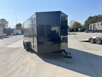 New 2025 AERO 7x16 +2 V BLACKOUT Edition White Interior QUALITY Enclosed Rear Ramp Cargo Trailer