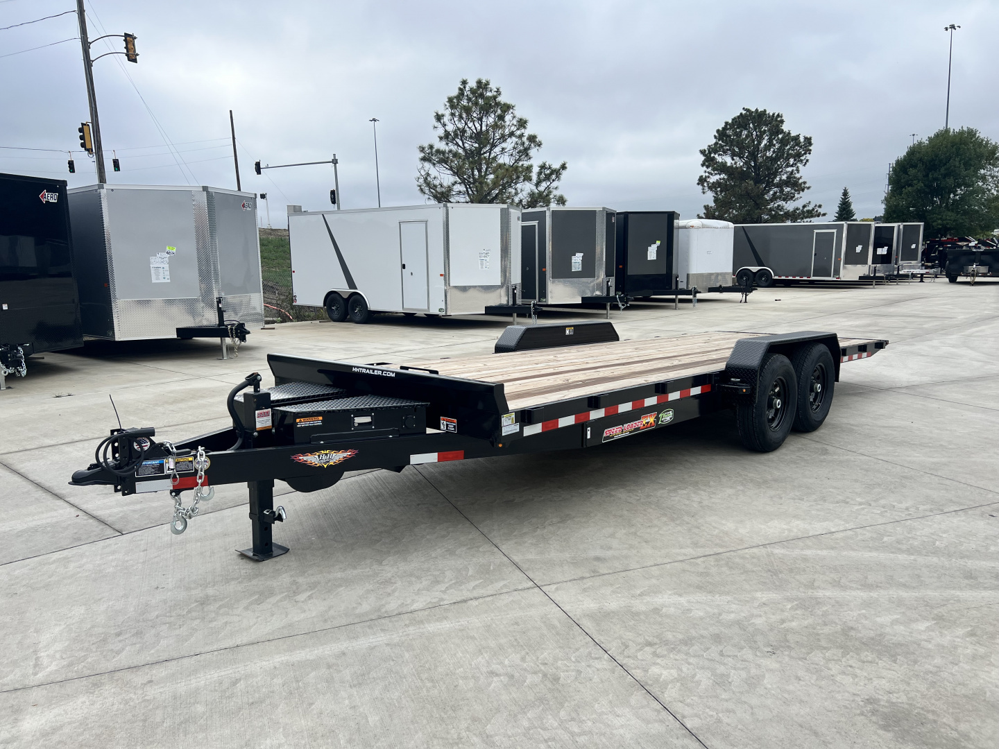 New NEW 2025 H&H Speedloader 22’ POWER TILTbed flatbed Trailer 2-7000 lb axles =14K Removable Fenders