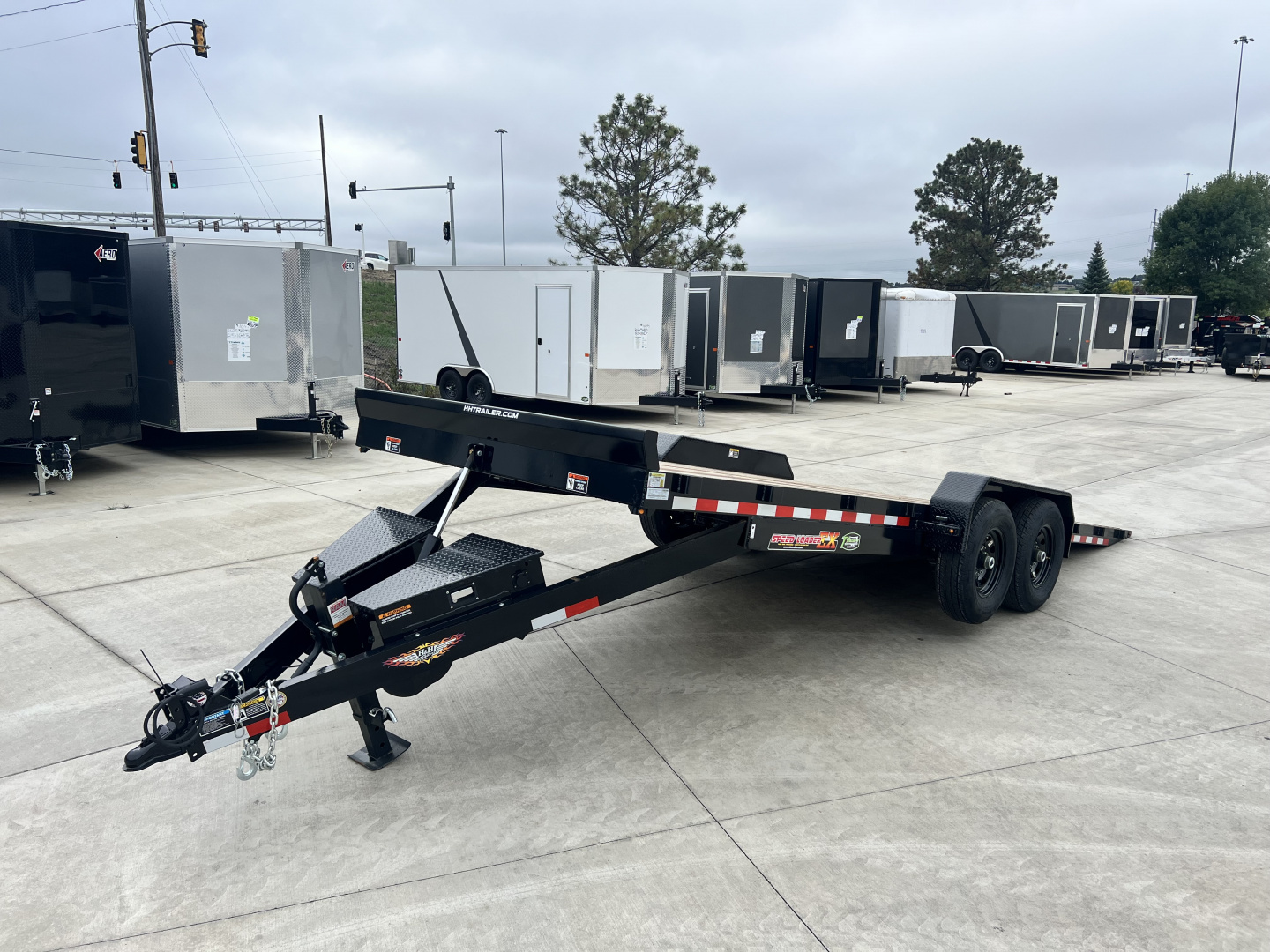 New NEW 2025 H&H Speedloader 22’ POWER TILTbed flatbed Trailer 2-7000 lb axles =14K Removable Fenders
