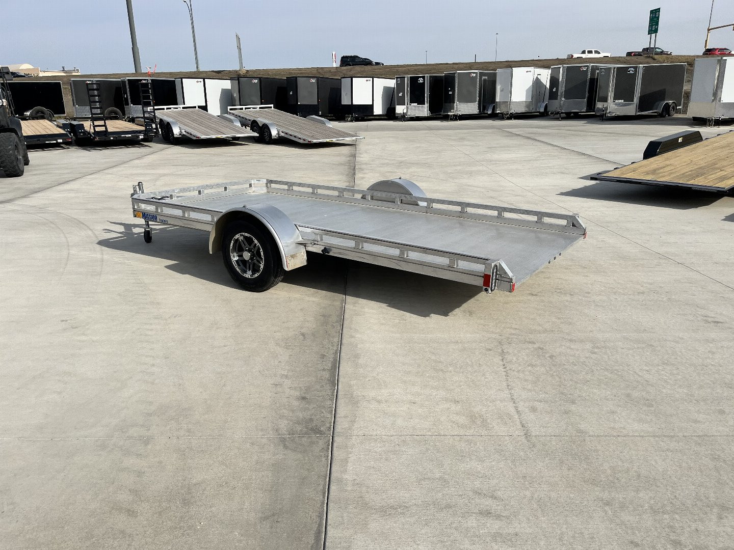 Used 2021 Mission All Aluminum 77"x14' utility TILT flatbed Aluminum Wheels Trailer