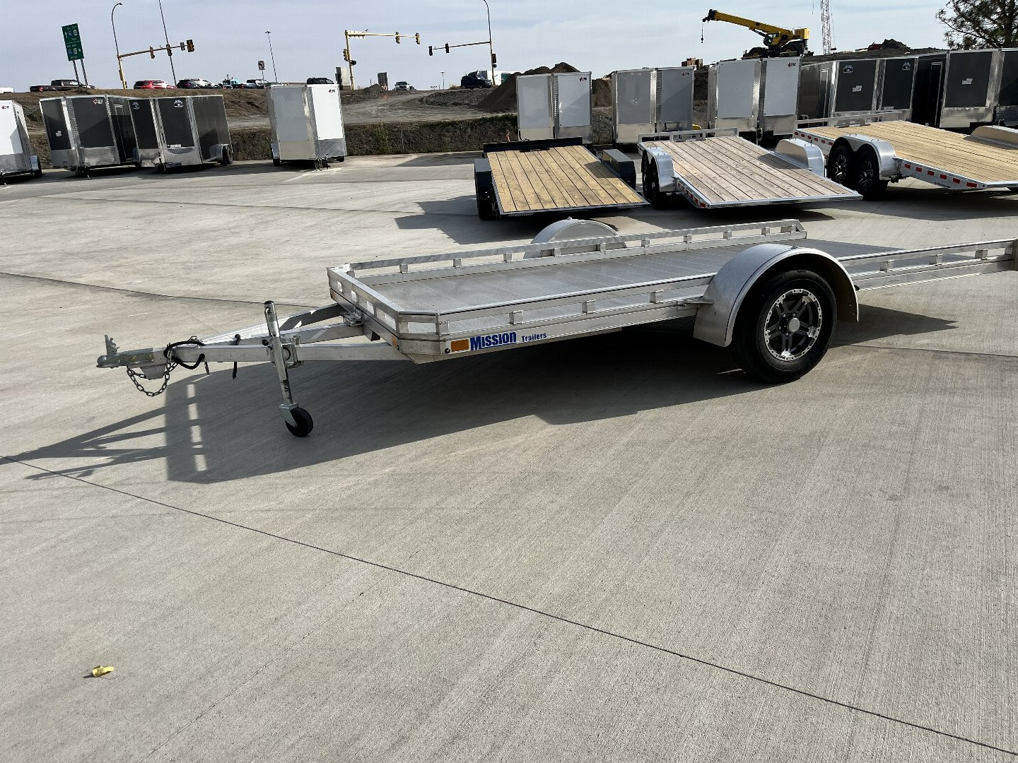 Used 2021 Mission All Aluminum 77"x14' utility TILT flatbed Aluminum Wheels Trailer