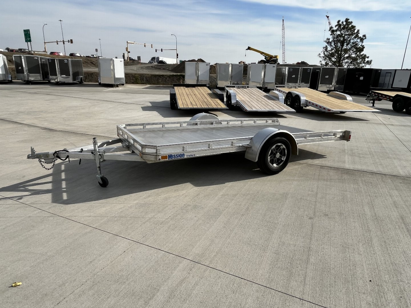 Used 2021 Mission All Aluminum 77"x14' utility TILT flatbed Aluminum Wheels Trailer