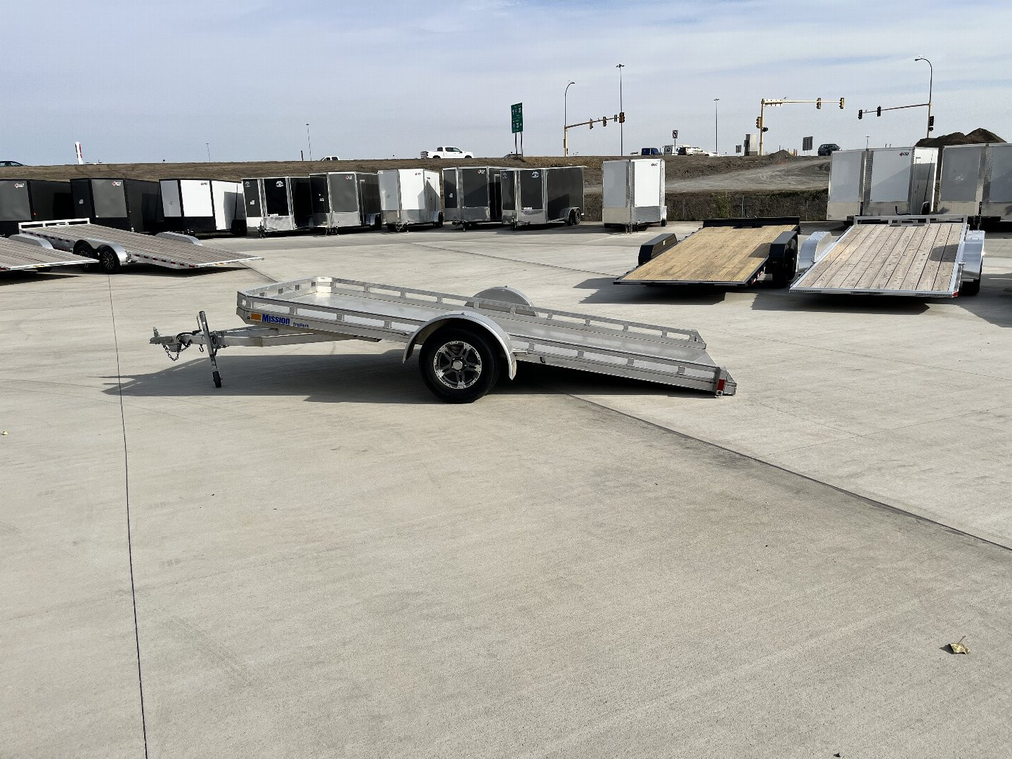 Used 2021 Mission All Aluminum 77"x14' utility TILT flatbed Aluminum Wheels Trailer
